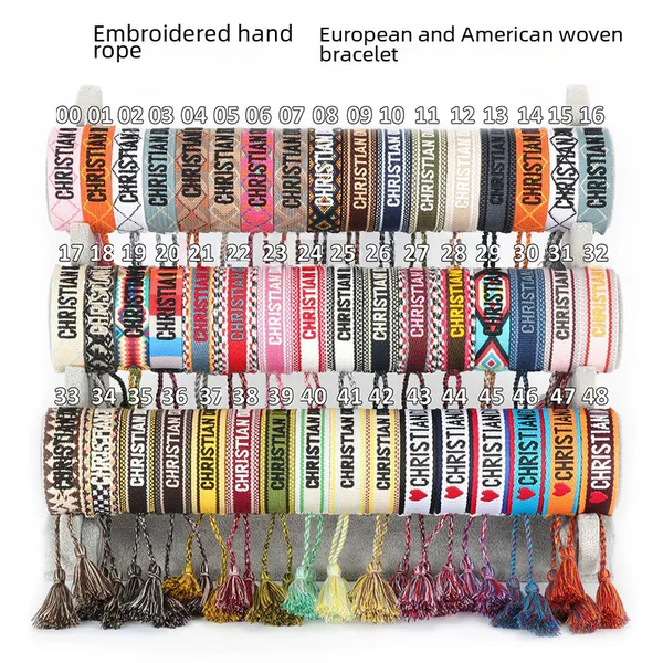 Manufacturer's Tassel Embroidered Bracelet, European and American Fashion Woven Bracelet, Celebrity Style, Simple Retro Style, Unisex Couple's Bracelet