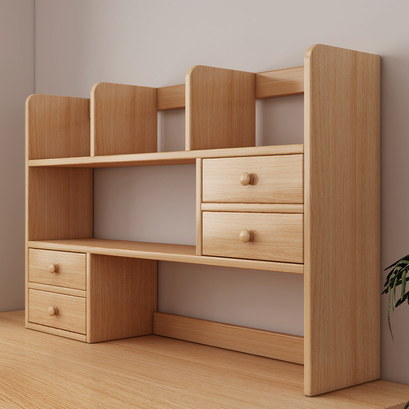 Solid Wood Desktop Bookshelf Student Home Desk Storage Rack Table Cabinet Storage Cabinet Children's Bookcase Books