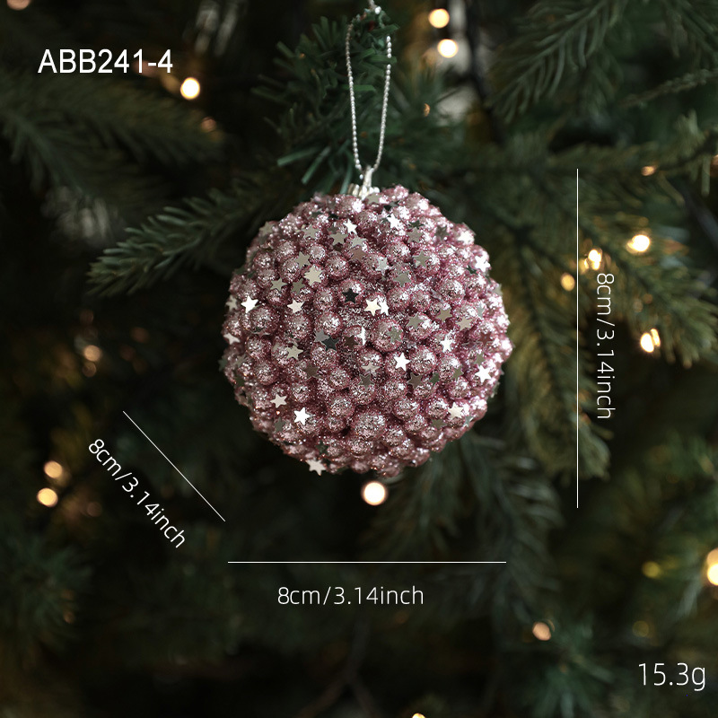 Nueva espuma rosa bola de Navidad colgante polvo brillante polvo adhesivo árbol de Navidad colgante bola decoración colgante disposición