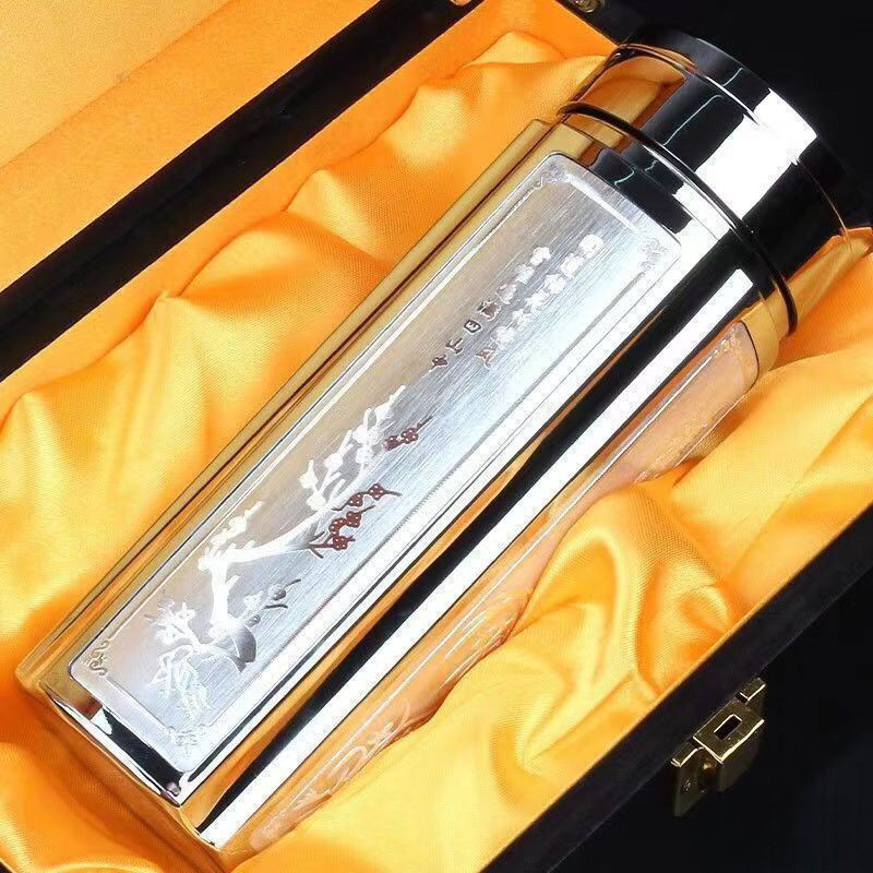 杯子纯银内胆保温杯办公杯旅行杯足银茶杯礼盒装刻字梅兰竹菊水杯