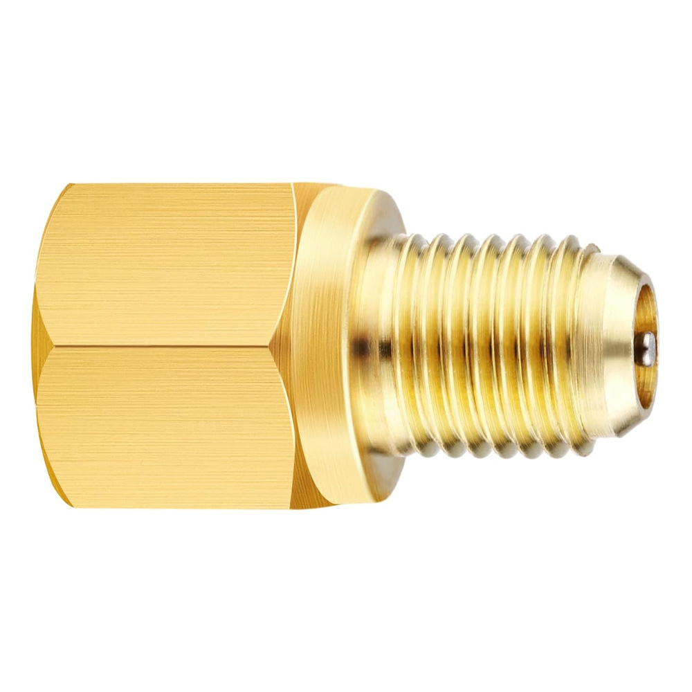 One Piece R1234Yf Vacuum Pump Adapter Refrigerant Tank R12 Connector 1/2 Internal to 1/4" Sae External Thread