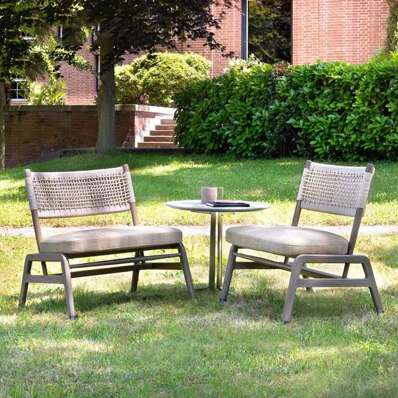 Sofá al aire libre terraza de hotel jardín patio terraza diseñador de madera maciza tela de caña de tres piezas de teca muebles casuales