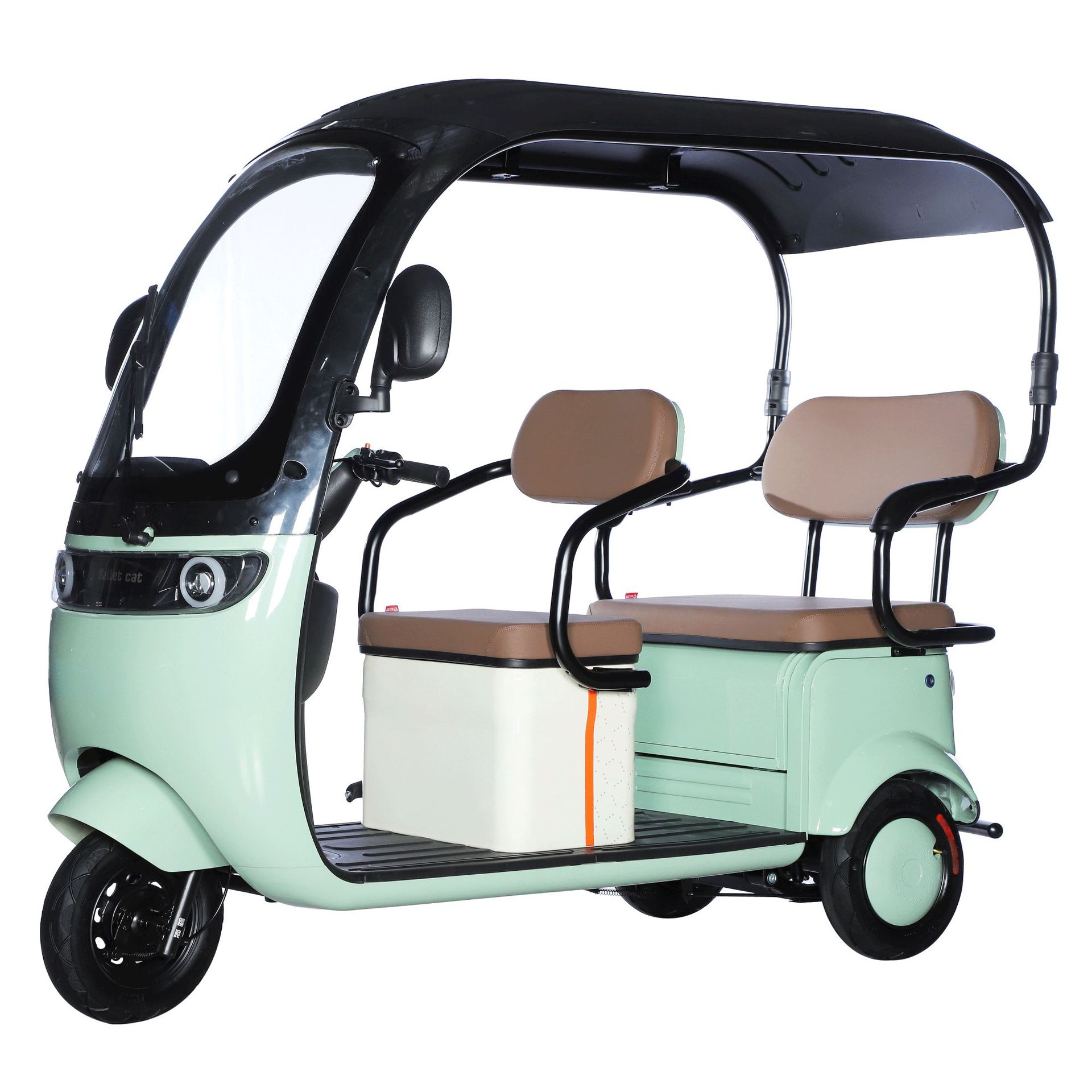 Nuevo triciclo eléctrico semi-cerrado de dos filas de tres asientos cubierta de automóvil a prueba de lluvia doméstico de tres ruedas de baterías de ocio