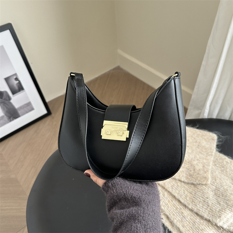 Tendencia de invierno 2024 nueva moda simple bolso de brazo de color sólido bolso de mujer texturas casuales bolso de hombro