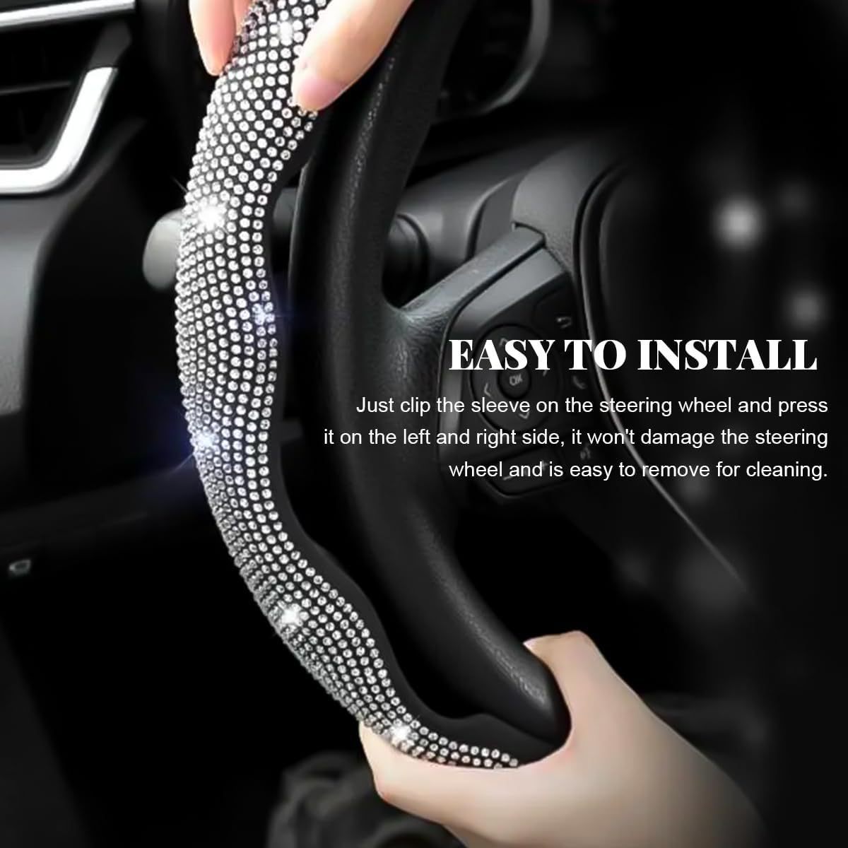New Style Butterfly-Shaped Diamond-Encrusted Steering Wheel Clip-On Cover, Fashionable and Sporty, Wear-Resistant, Non-Slip, Universal Full-Diamond Clip-On Handle Cover
