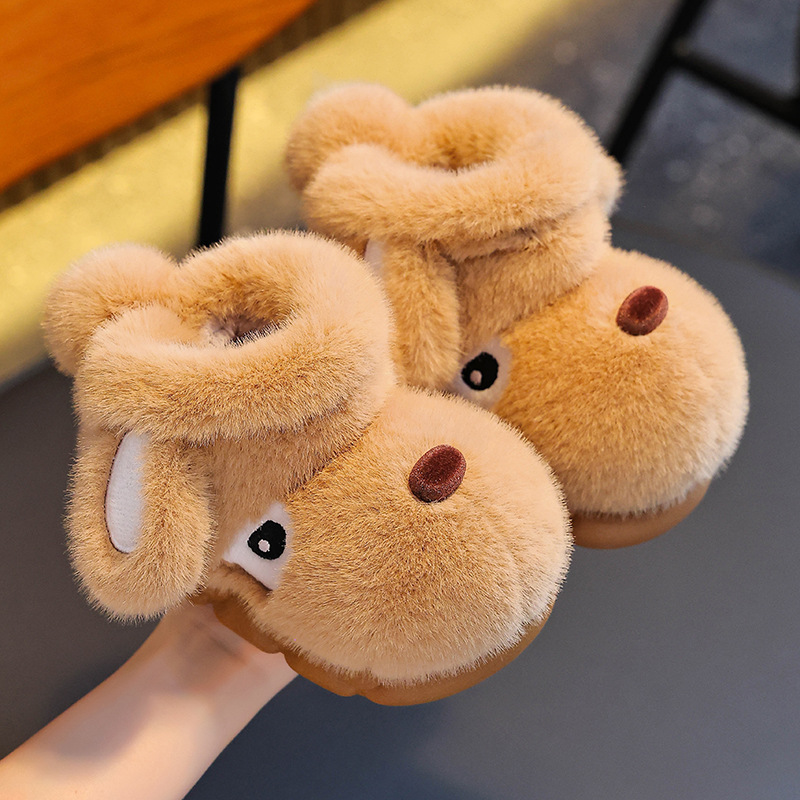 Paquete de invierno para niños zapatos de talón de algodón 2025 nuevos zapatillas de algodón de lana caliente y antideslizante para padres y niños