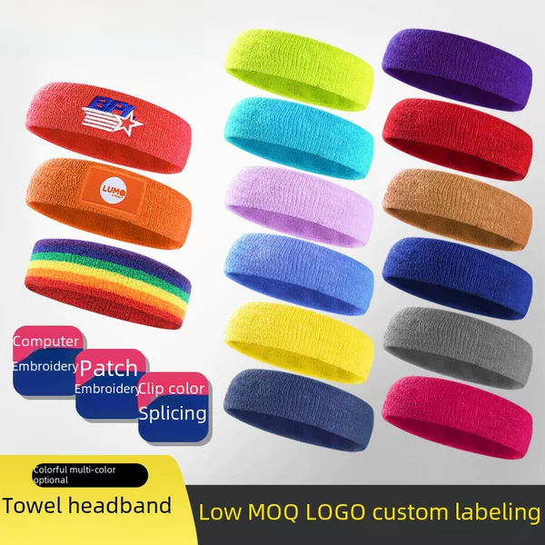 Factory Direct Sales Sports Elastic Protective Headband Knitted Headband Towel Material Yoga Headband Breathable Sweat-Absorbent Wholesale