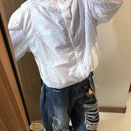 彩色格子连帽防晒衣女夏季年新款日系宽松百搭薄款外套防晒服