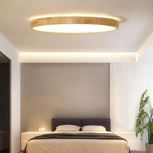 Scandinavian Wooden Led Ceiling Lamp Round Log Bedroom Balcony Kitchen and Bathroom Lamp Modern Simple Solid Wood Study Lamp