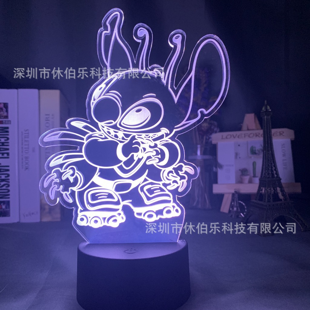 Stitch 3D noche luz colorida táctil control remoto nuevo creativo USB dormitorio escritorio atmósfera lámpara de mesa LED regalo