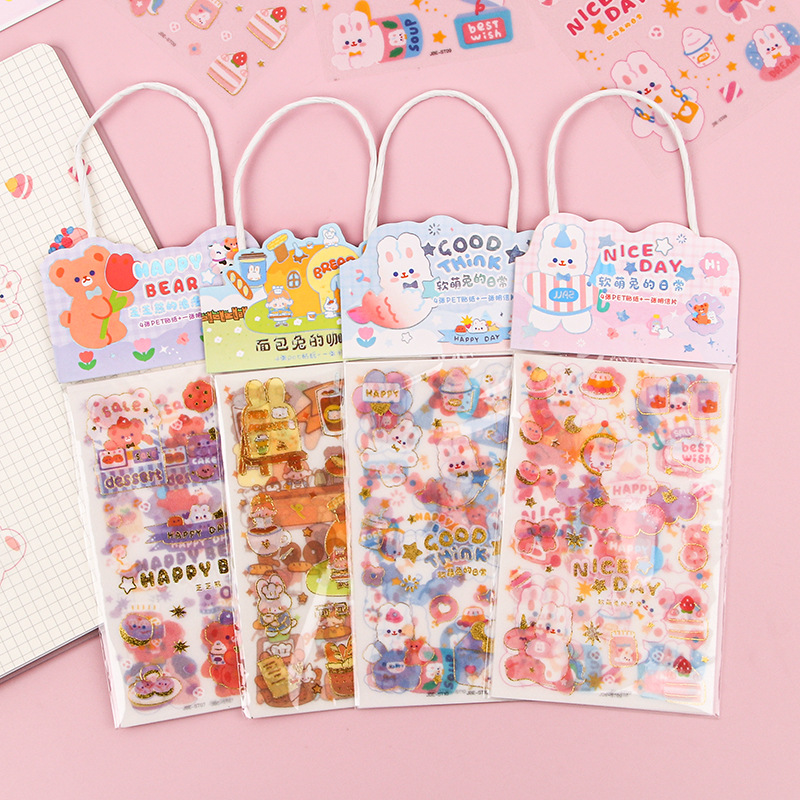 Creativo ins estilo diario pegatinas para niños PET impermeable Corazón de niña diario pegatinas estudiante taza de agua material decorativo pegatinas