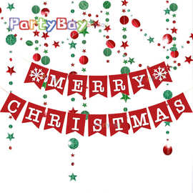 无纺布雪花圣诞节装饰拉旗merryChristmas横幅批发立体拉旗