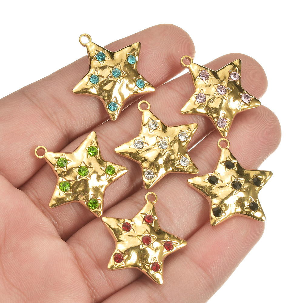 5 Pcs/package Simple Style Star Stainless Steel Plating Inlay Pendant Jewelry Accessories display picture 5