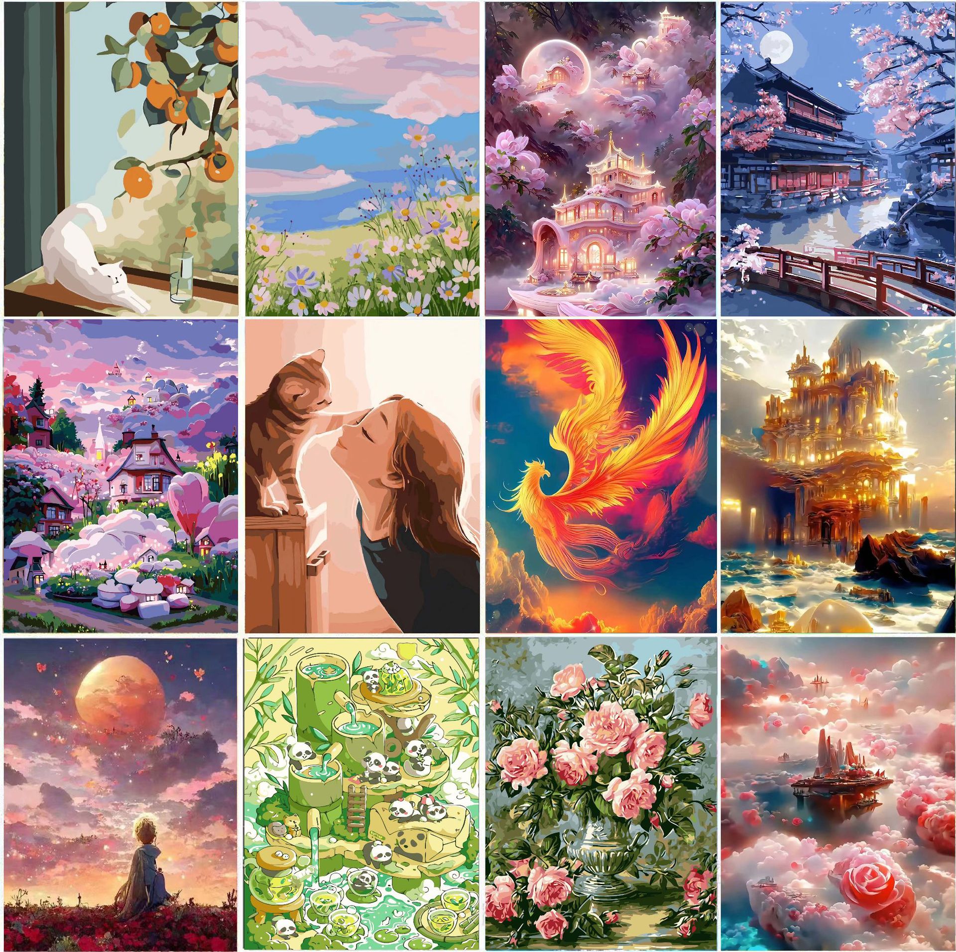 [Pequeño al por mayor] pintura al óleo digital di relleno de pintura acrílica simple pintura decorativa de alto nivel con selección de cabello al por mayor