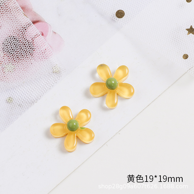キャンディーカラーの五葉の花の小さな diy 樹脂ジュエリーアクセサリークリーム接着剤手作りヘアピングリッパーヘアバンドアクセサリー材料|undefined