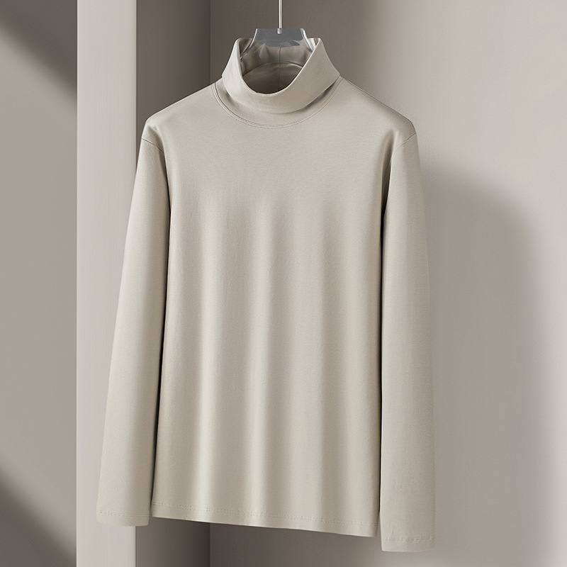液体アンモニアシルケットコットンタートルネックボトリングシャツメンズ春秋帯電防止長袖Tシャツ肌に優しいインナートップミッドカラー|undefined