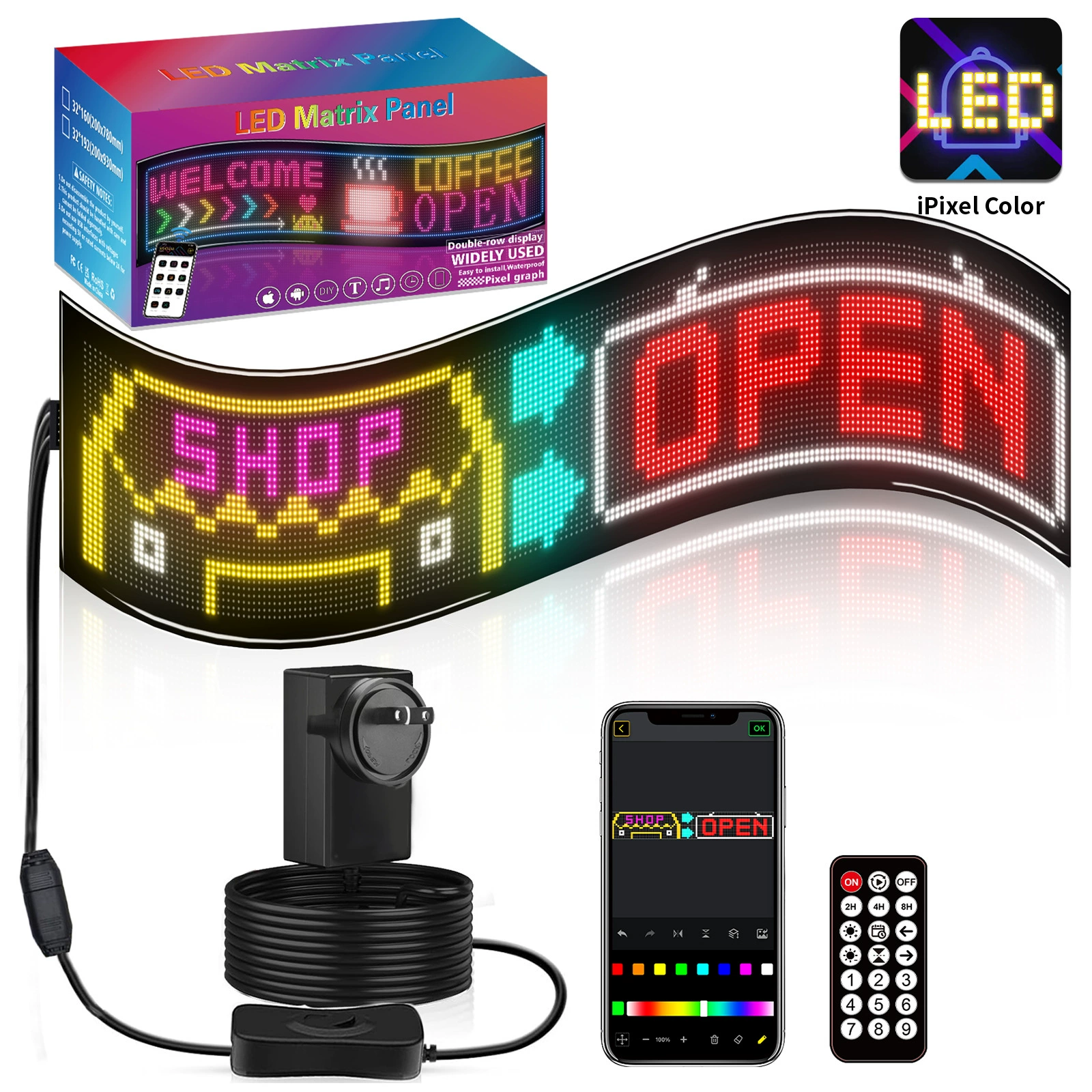 Полноцветный 32*192 пикселя (20*93cm гибких двухрядных светодиодных дисплеев с мягким экраном, производитель источника