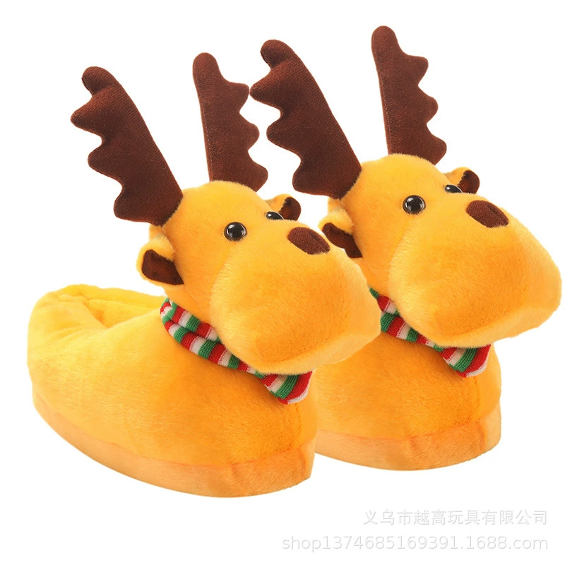 Фабрика для рождественских оленей, детские тапочки, зимние домашние плюшевые тапочки, Детская домашняя теплая хлопковая обувь