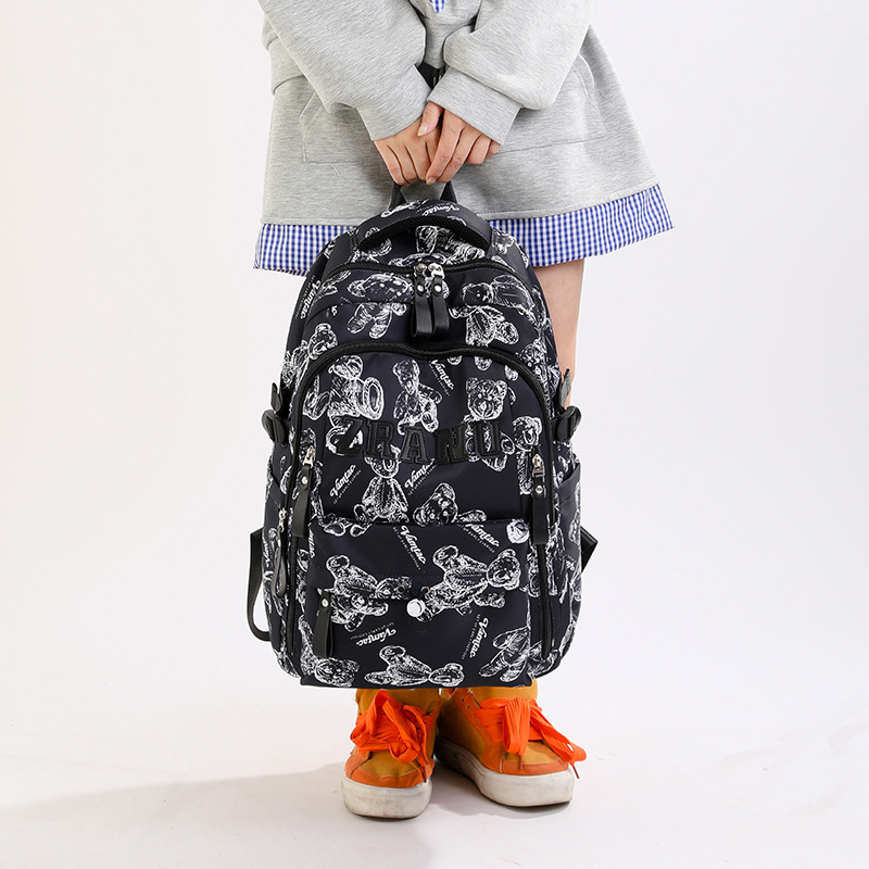 Nuevo campus de peces naturales transfronterizos lindos bolsas escolares de estudiantes de secundaria secundaria y secundaria en bolsas escolares coreanas japonesas impresión oso