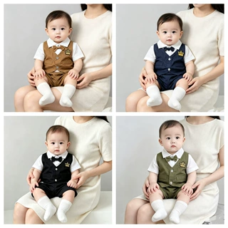 婴童两件套西装2026夏季新款短袖衬衫马甲领结短裤礼服宝宝演出服