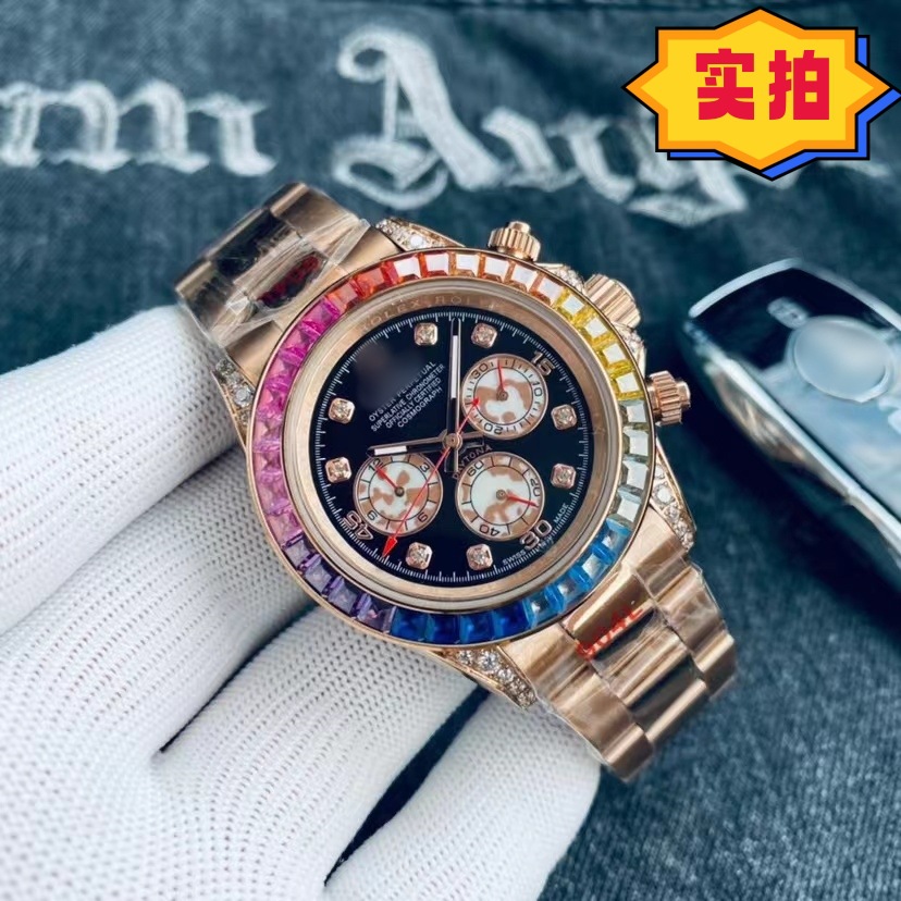 Comercio exterior transfronterizo Lao Jia multifuncional ditonna arco iris de tres ojos cinturón de acero mecánico de seis pines Reloj de hombre reloj de registro