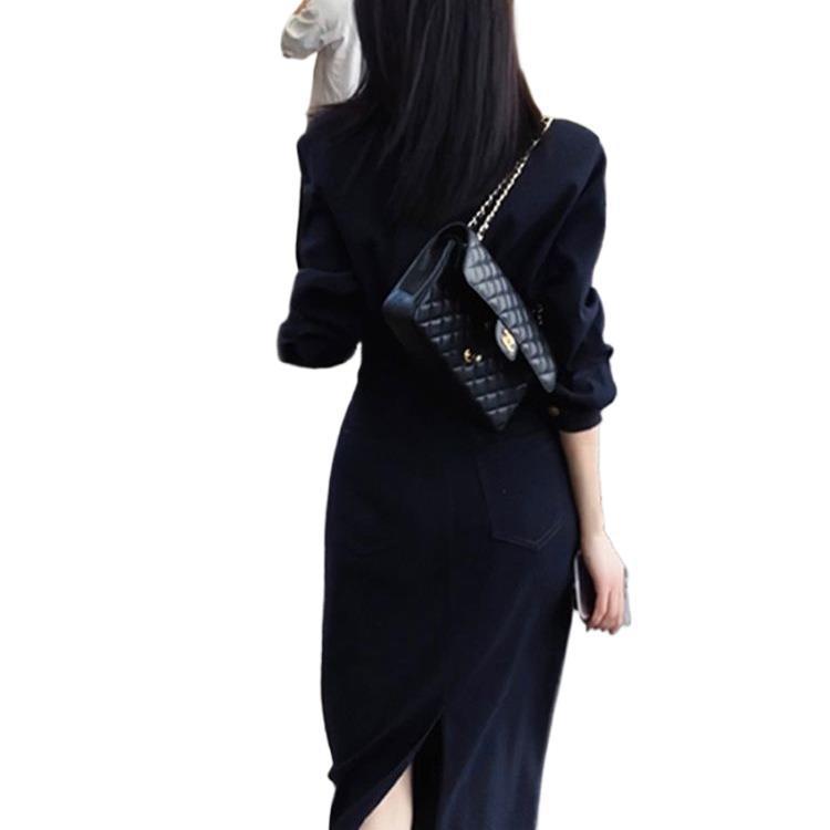 法式复古温柔风连衣裙女冬装2025新款设计感韩版收腰显瘦气质长裙|undefined