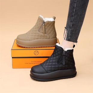 Snow boots women 2024 winter new fashion thick-soled cotton shoes fleece-lined thick martin boots warm short boots