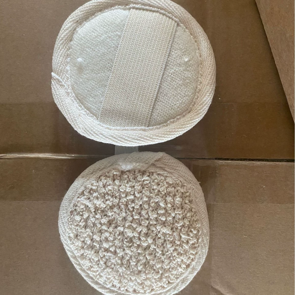Loofah Bath Sponge (Natural), Cotton‑Linen & Loofah, Multiple Sizes 8×8–12×12 cm