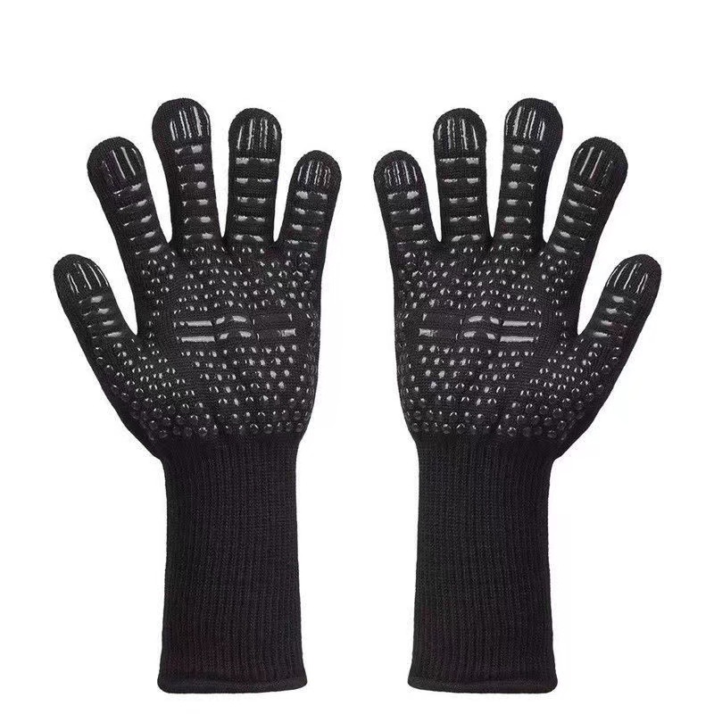 Amazon hot aramid 500-800 degree barbecue oven high temperature resistant gloves cut resistant BBQ baking flame retardant gloves