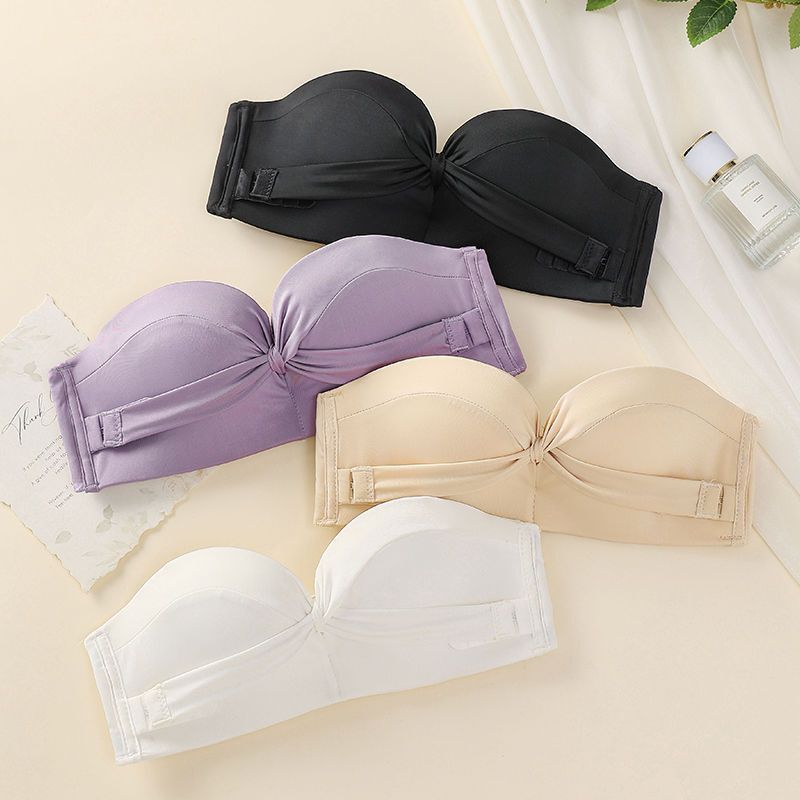 Strapless Two-Wear Women's Anti-Slip Small Breast Push-Up Wrap-Back Invisible Bra Tube Top Anti-Exposure Bra