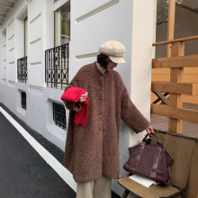 6193新款2025秋冬羊驼圈圈毛呢外套高级感中长款小个子羊毛大衣女