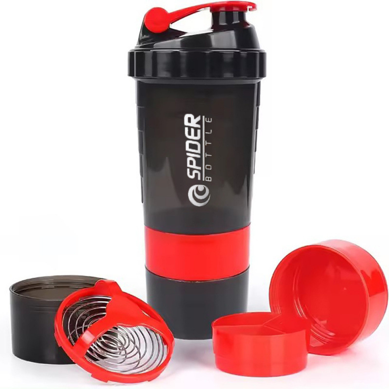 550ml de tres capas shaker taza de gran capacidad de taza de polvo de proteína taza de agua deportiva taza de gimnasio de mano taza de batido al aire libre