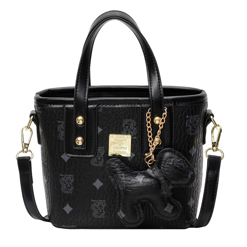 Bolso de canasta de verduras portátil impreso coreano para mujer 2025 nuevo bolso de cubo de todo fósforo de moda bolso de mensajero de un solo hombro de estilo occidental