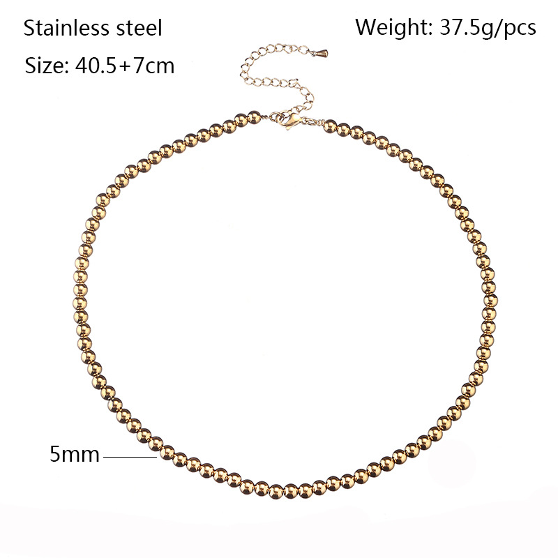 1 Piece Quantity Daily Occasion Retro Ball Solid Color Stainless Steel Plating Gold Plated Necklace