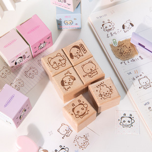 Sugar Poetry Beech Wood Stamp Heartbeat Delivery Series Creative Cartoon Cute Journal DIY Decoration Material Stamps 6 Styles