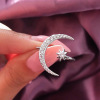 Cross -border fashion inlaid Moon European and American fashion metal Diamond Moon Star Moon Ring accessories wholesale