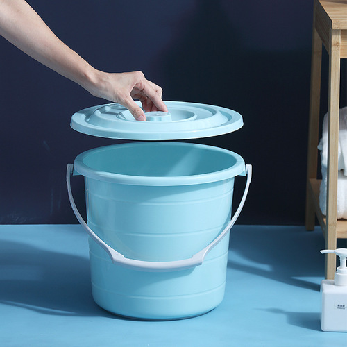 Plastic home simple portable water storage bucket economic-style student dormitory bathing laundry with lid outdoor fishing bucket storage