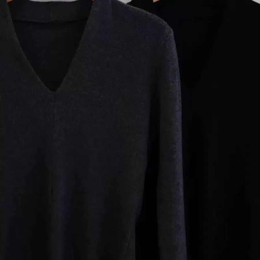 Свитер с длинными рукавами, приятный к телу, Slim fit, V-образный вырез