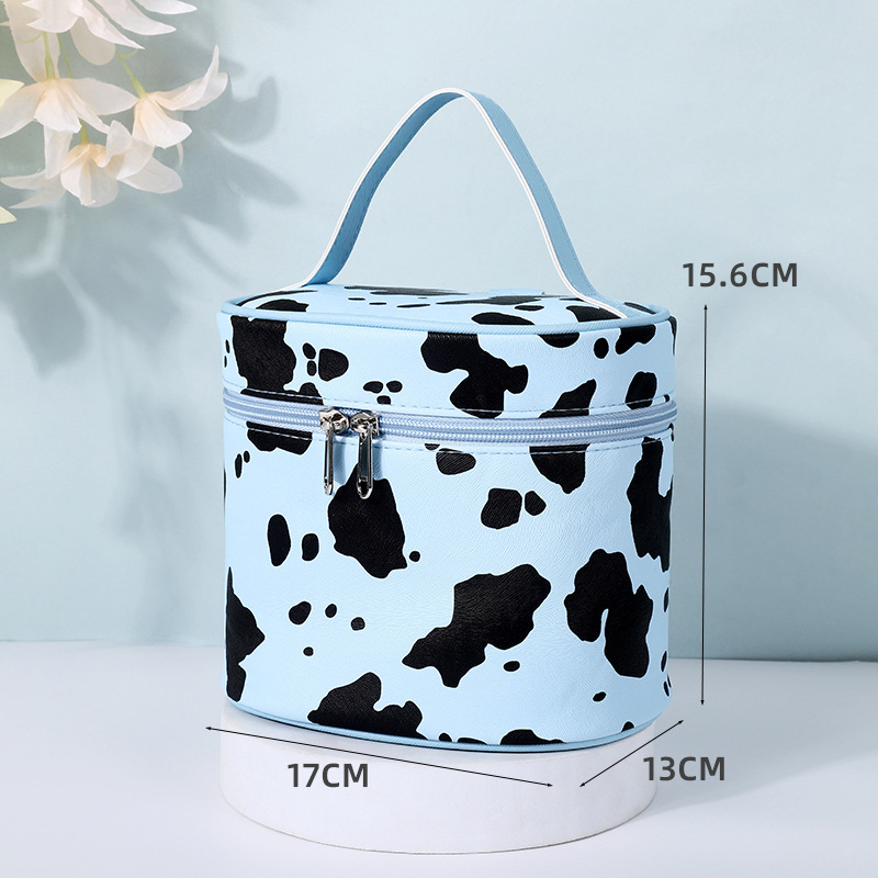 Women's Medium All Seasons Pu Leather Cows Fashion Pillow Shape Bucket Zipper Cosmetic Bag display picture 4