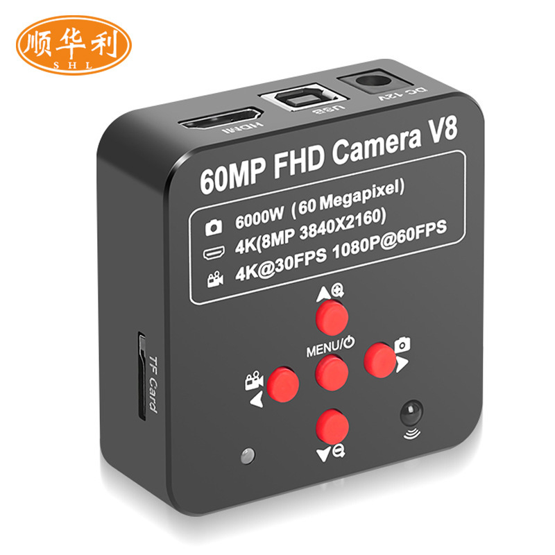 4K High-Definition 60 Million Pixel HDMI Industrial Camera with USB Port, Measurement and Storage Capabilities, Supports Tf Card for Photo and Video Recording