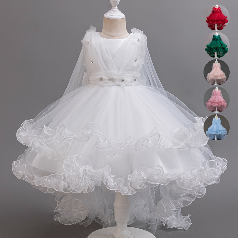 Children's Princess Dress Flower Girl Mesh Skirt Small and Medium-Sized Children's Clothing Birthday One-Year-Old Tail Dress Dress Foreign Trade Wholesale