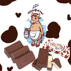 Russian imported food large cow chocolate sandwich wafer snack bulk casual snack dropshipping one-piece