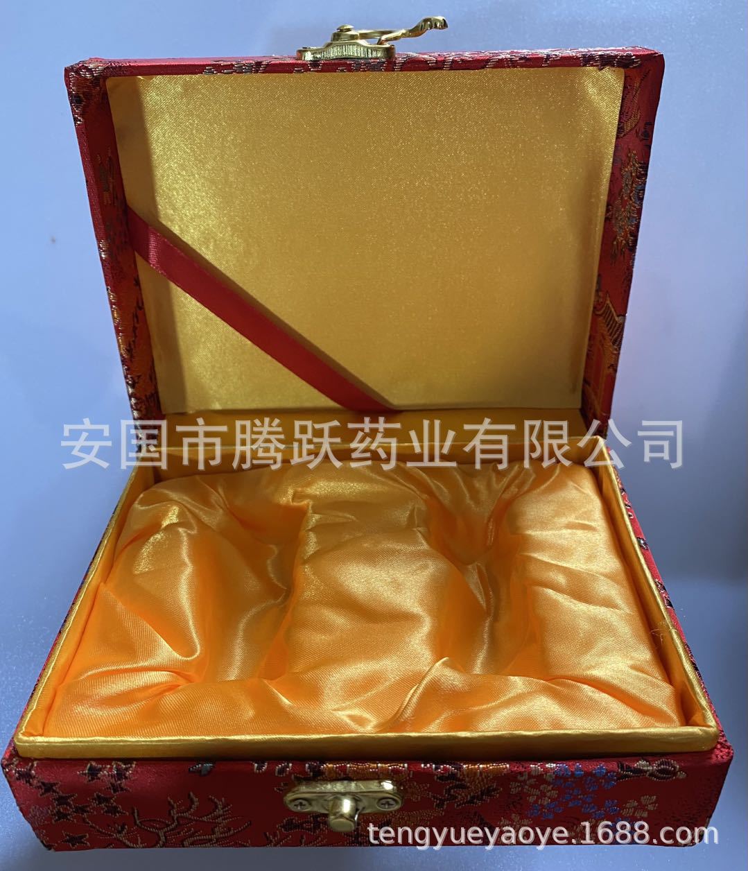 Brocade Gift Box for Two Bottles Chinese Herbal Pill Packaging Empty Display Case overview