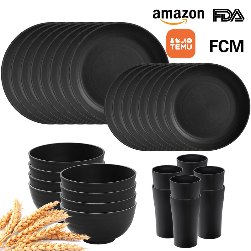 Cross-border Amazon dish plate cup suit outdoor travel tableware suit 16-piece set 24-piece set 32-piece set