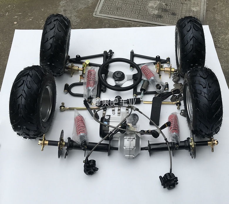 Modified electric four-wheel kart accessories: front suspension, steering differential shaft, transmission motor, rear axle, tire kit