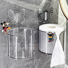 吸盤ティッシュボックストイレトイレットペーパーボックス壁掛け式穴なし浴室ロール紙ホルダートイレティッシュ収納ボックス