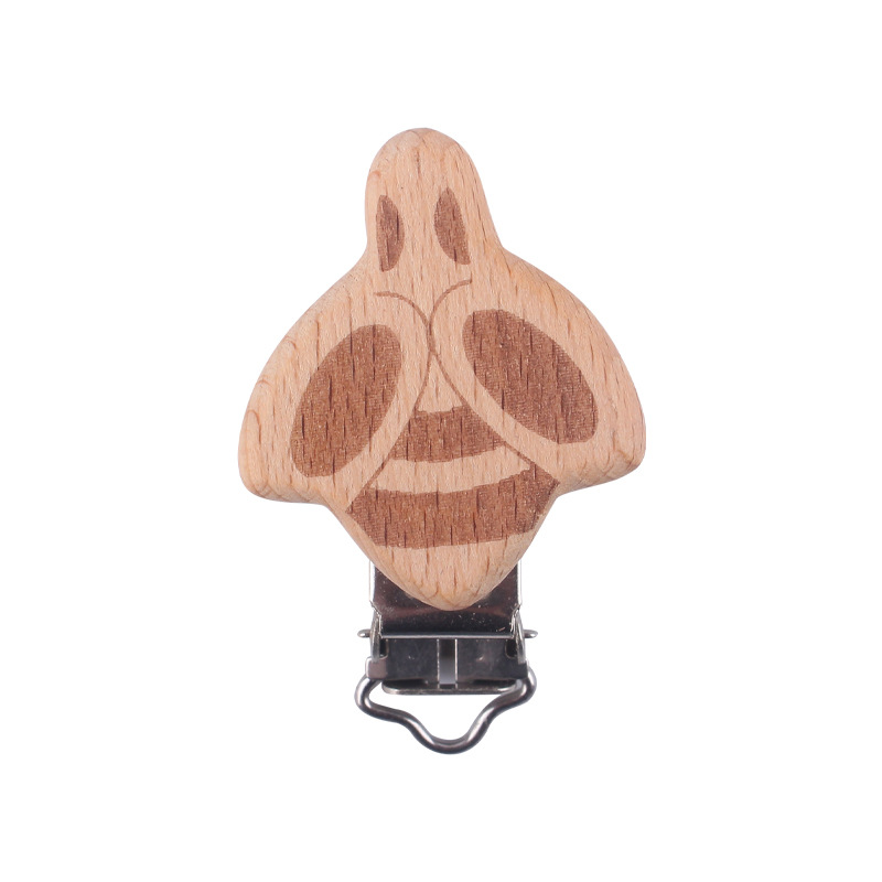 Suministros para bebés clip de chupete de haya clip de chupete animal de dibujos animados bebé calmante clip de madera de protección de seguridad de haya
