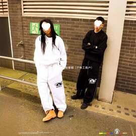 爆款跨境新款抓绒刺绣运动裤 Trapstar字母休闲街头青年加绒卫裤