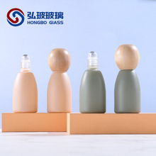 12ml莫兰迪色滚珠瓶 木盖香水瓶 精油瓶 彩色玻璃分装瓶