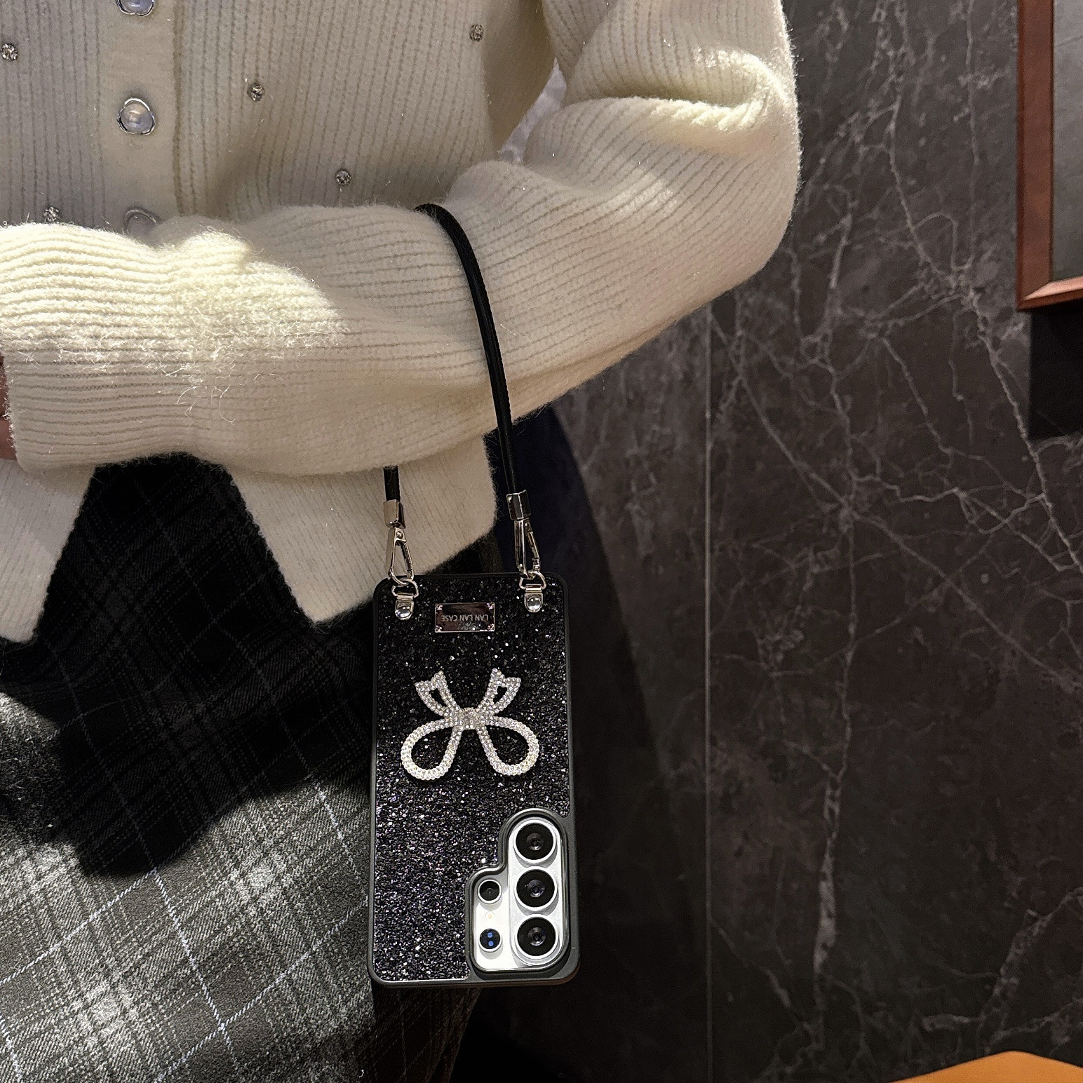 Suitable For Samsung S26ULTRA Glitter S25 Phone Case, S24 Protective Cover, S23PLUS Anti-drop Leather Bow_voghion.com